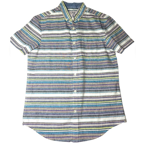 Original Penguin Short Sleeve Button Down Shirt Small Multicolor Stripe - Picture 6 of 7